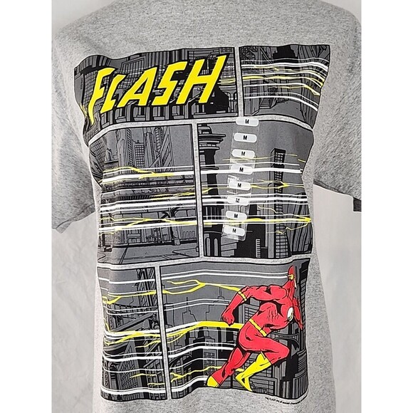 NWT DC Comics Superhero The Flash Grey Graphic Print Short Sleeve T-shirt Medium - Picture 2 of 6